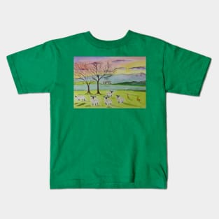 Quirky Sheep at Sunset Kids T-Shirt